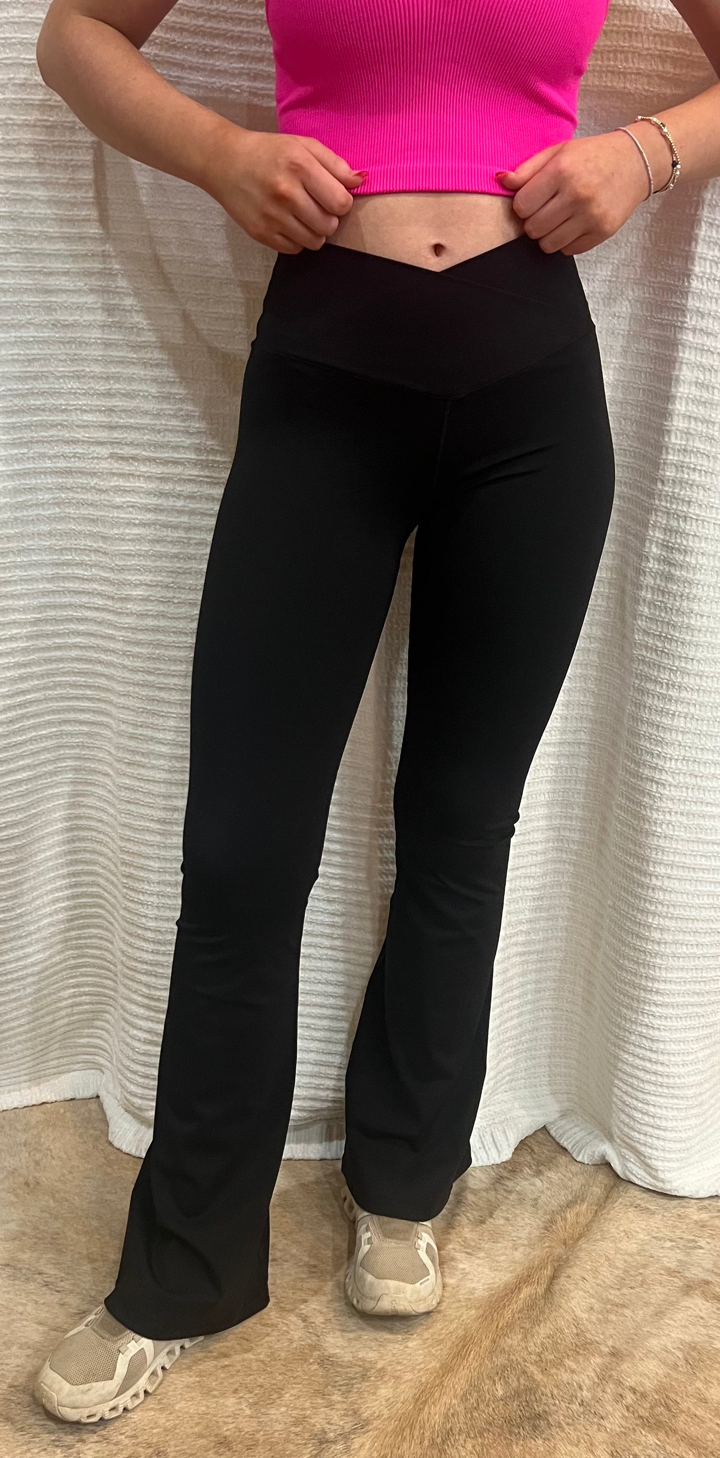 High Waist Crossover Flared Leggings