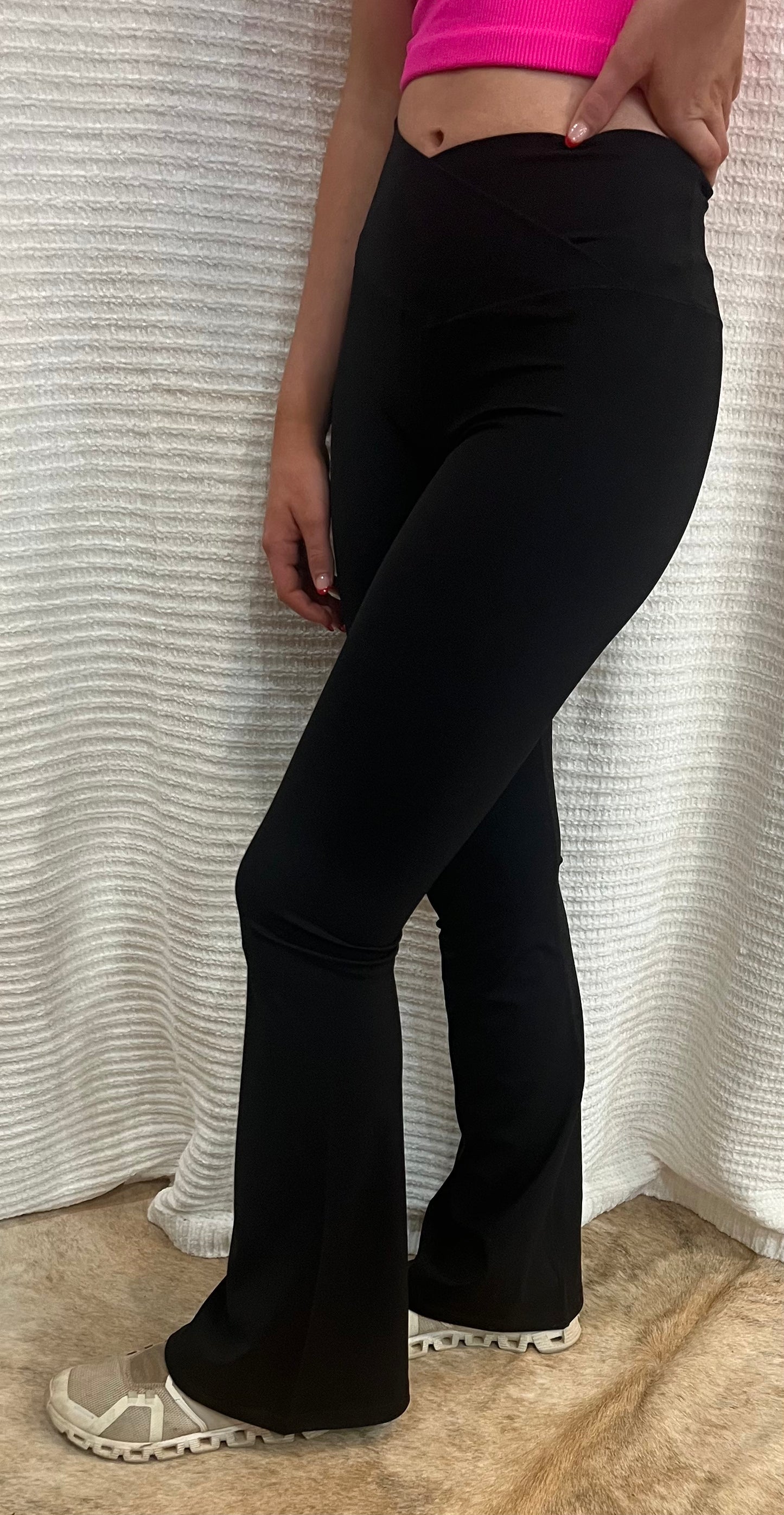 High Waist Crossover Flared Leggings