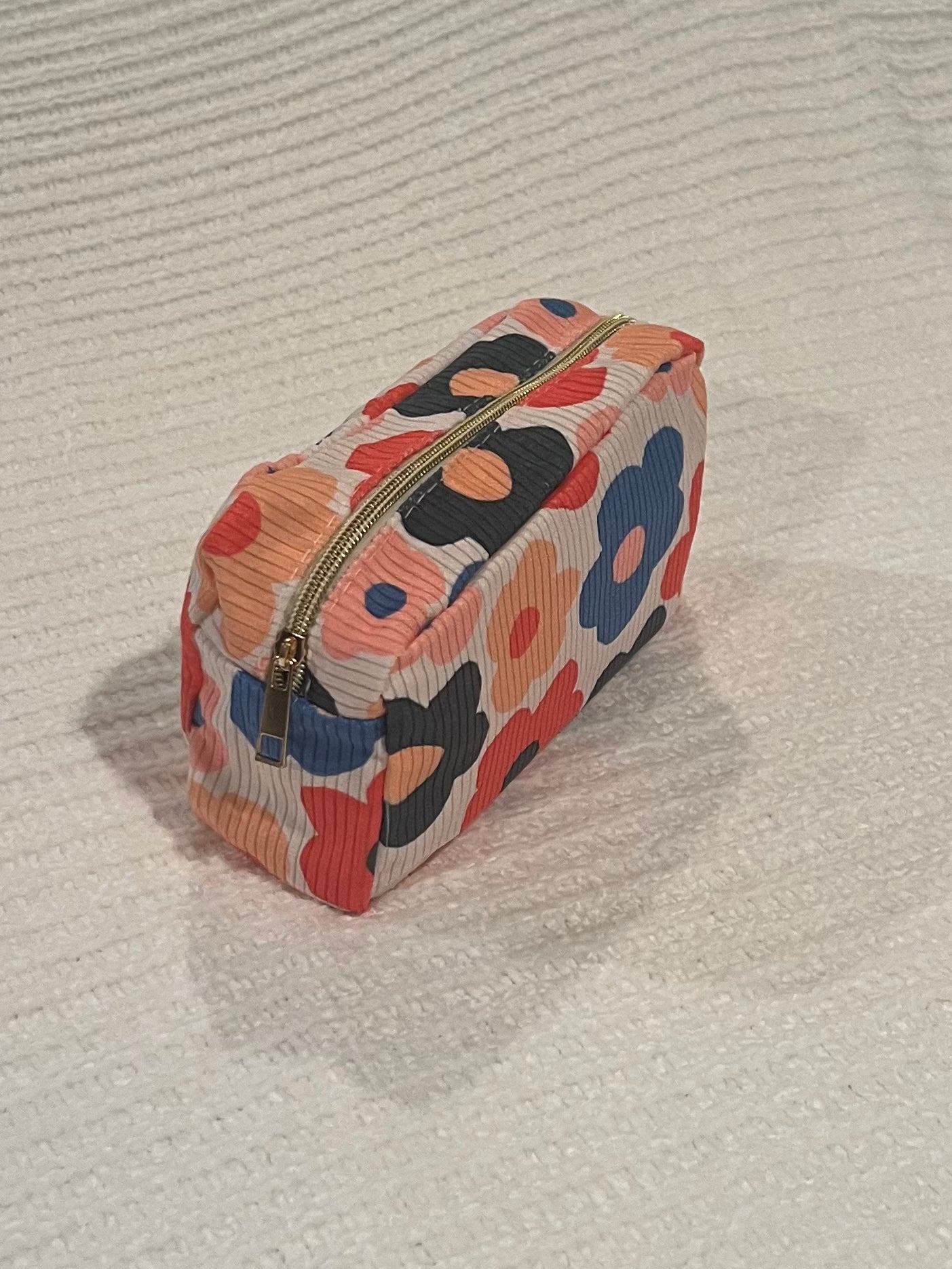 Flower Corduroy Cosmetic Bag