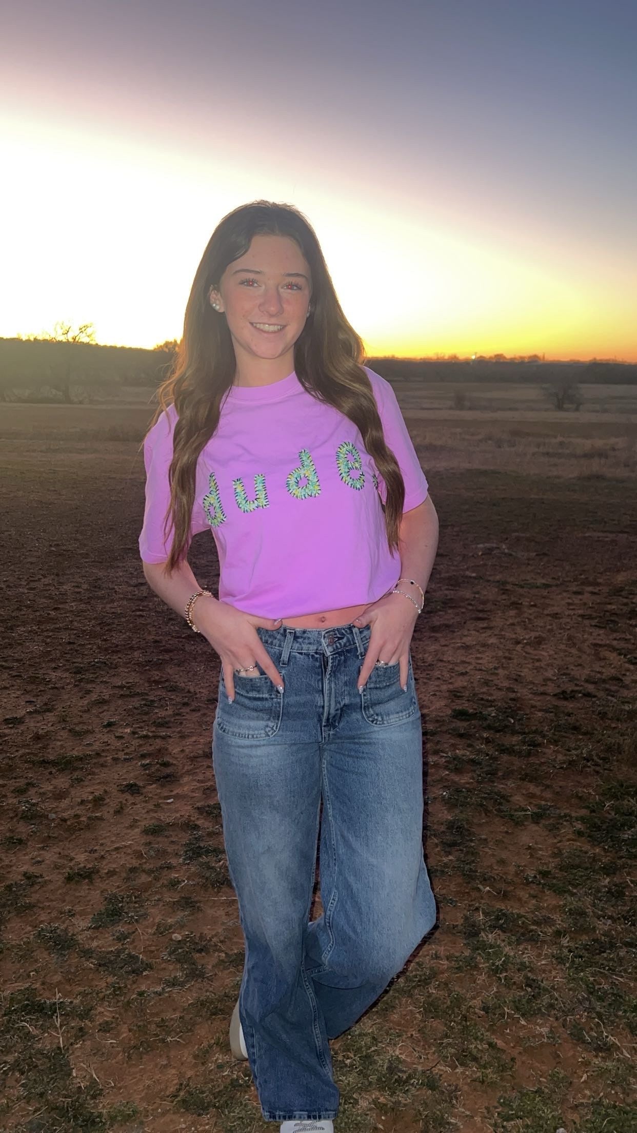Medium Purple "dude." Hand-Stitch Tee
