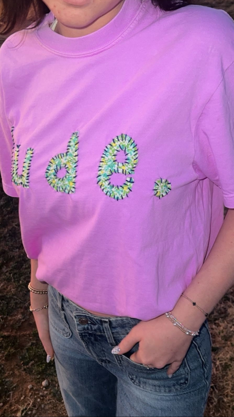 Medium Purple "dude." Hand-Stitch Tee