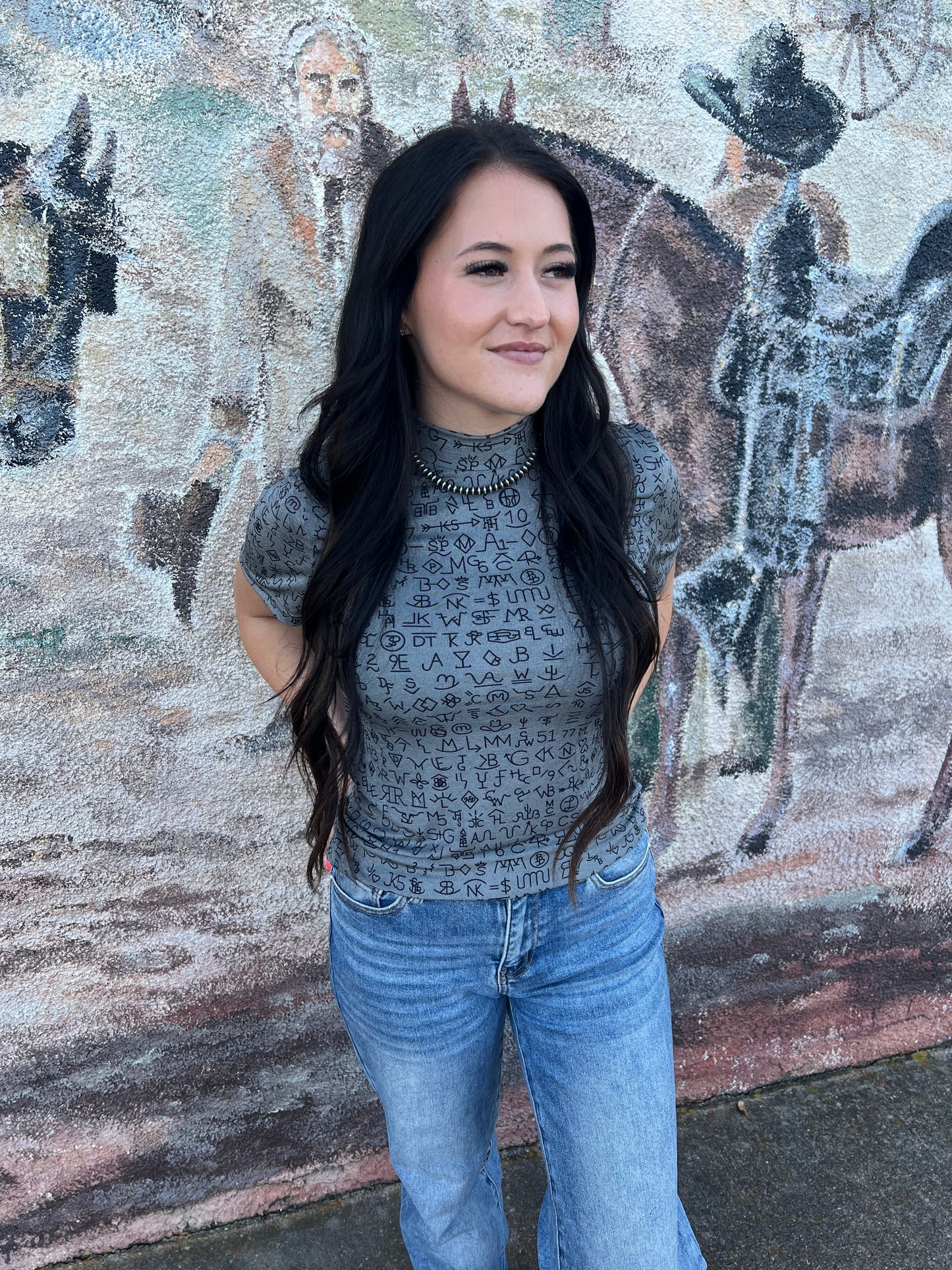 Charcoal Cowboy Brand Tee