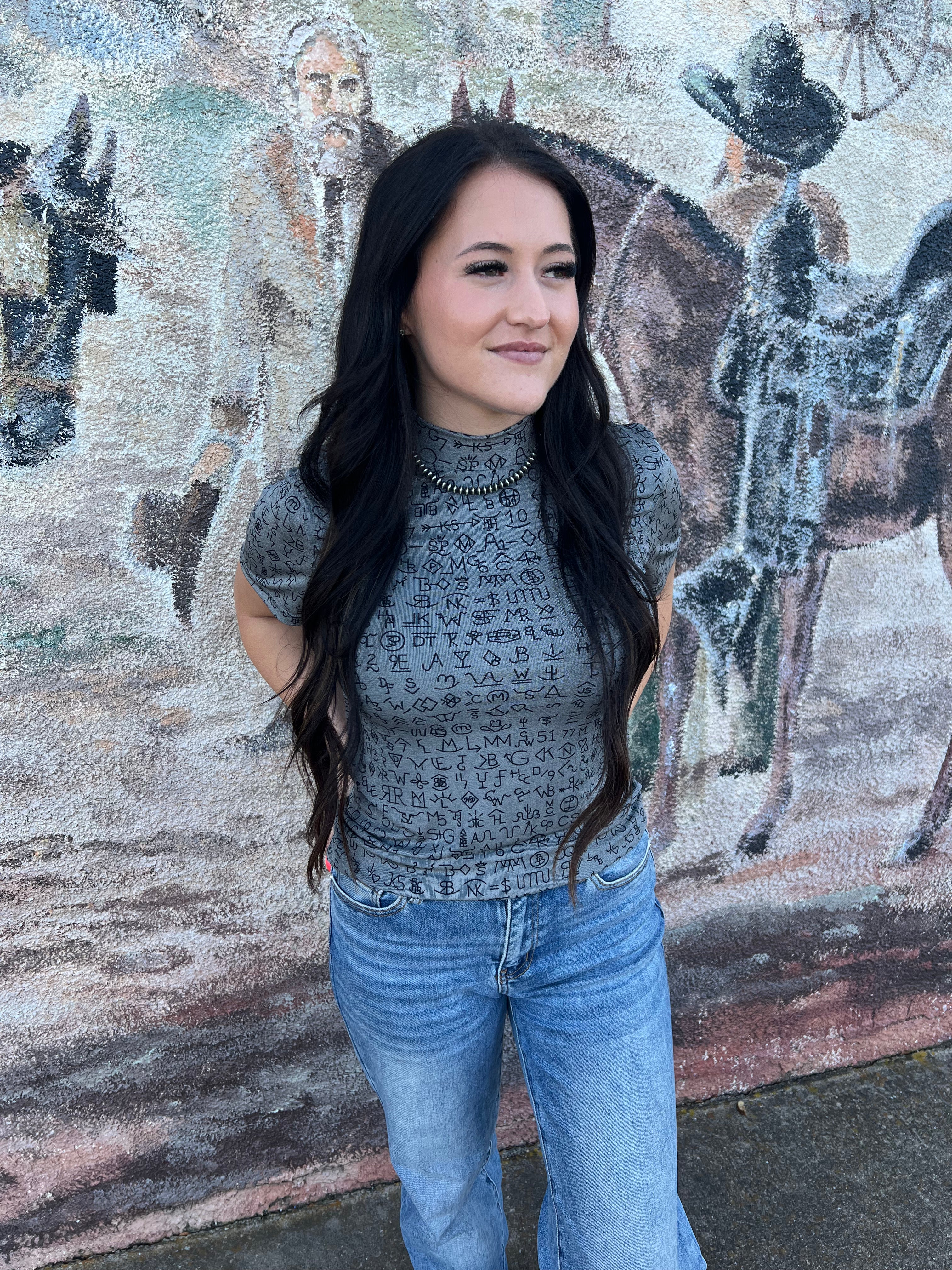 Charcoal Cowboy Brand Tee