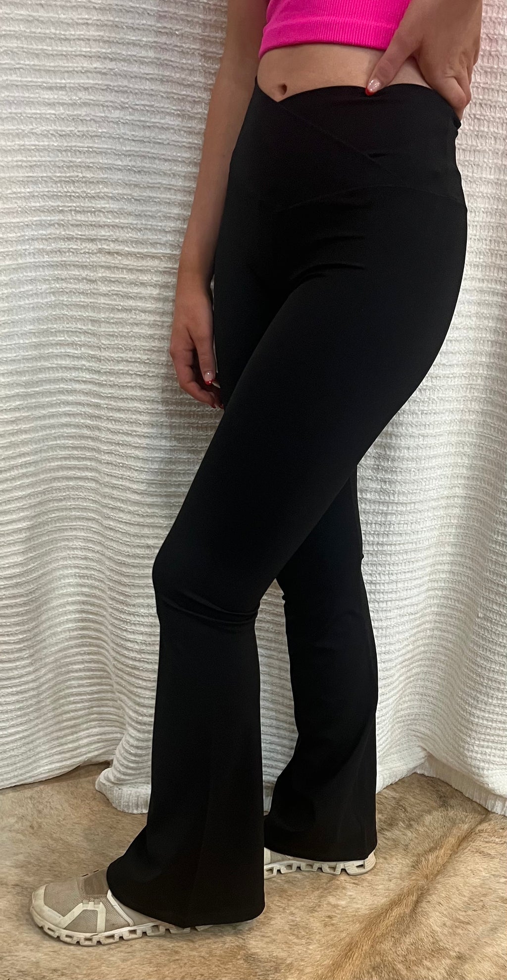 High Waist Crossover Flared Leggings