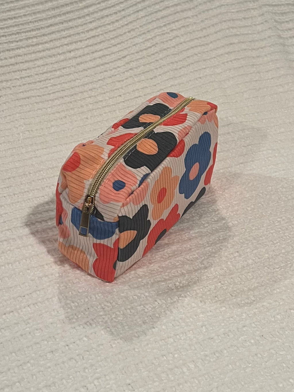 Flower Corduroy Cosmetic Bag
